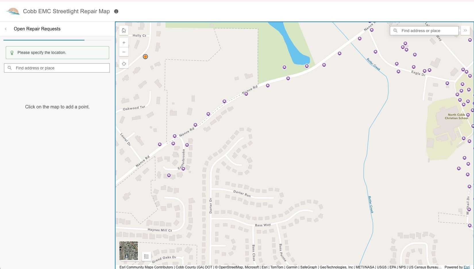 An image of the streetlight repair map
